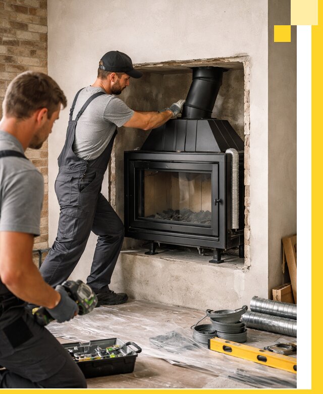 Установка каминных топок в Людинове: монтаж, подключение