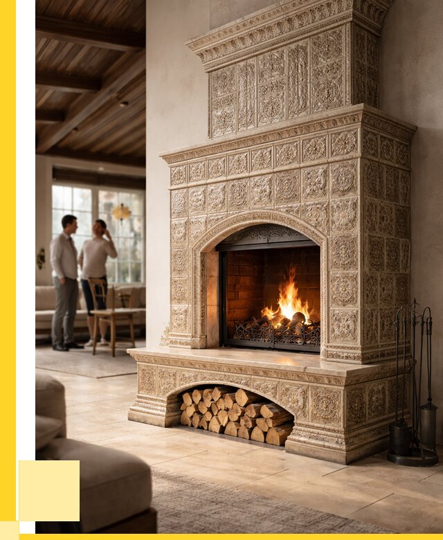 Купить изразцовый камин в Людинове от 254450 р. | ЭриданЛюд