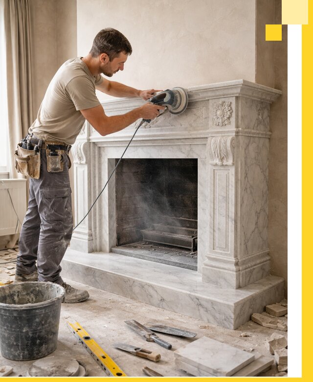 Изготовление и установка мраморных каминов в Людинове под ключ