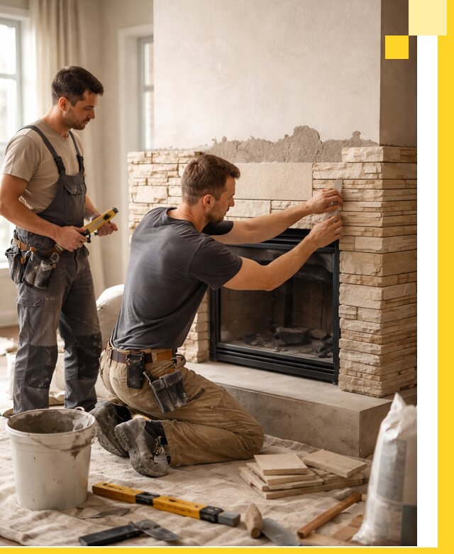 Установка и монтаж каминов для загородного дома в Людинове