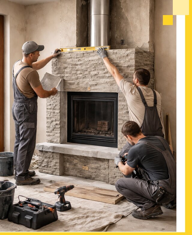 Профессиональный монтаж каминов под ключ в Людинове для дома