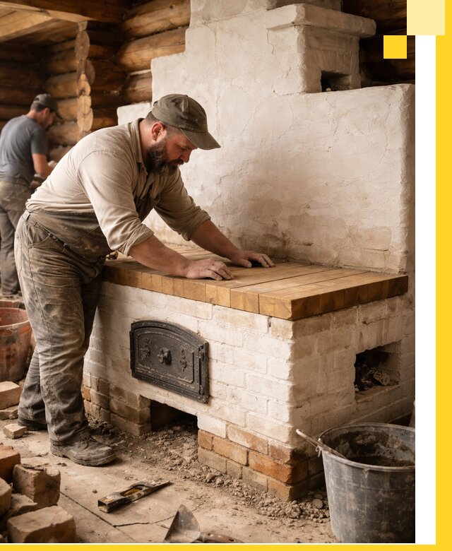 Проектирование и установка русской печи с лежанкой в Людинове