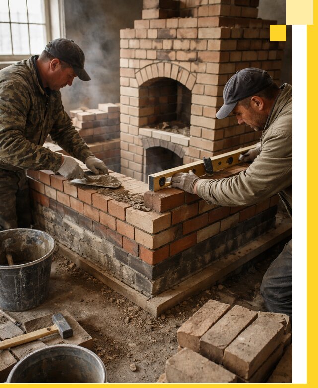 Изготовление и монтаж печей и каминов из кирпича в Людинове