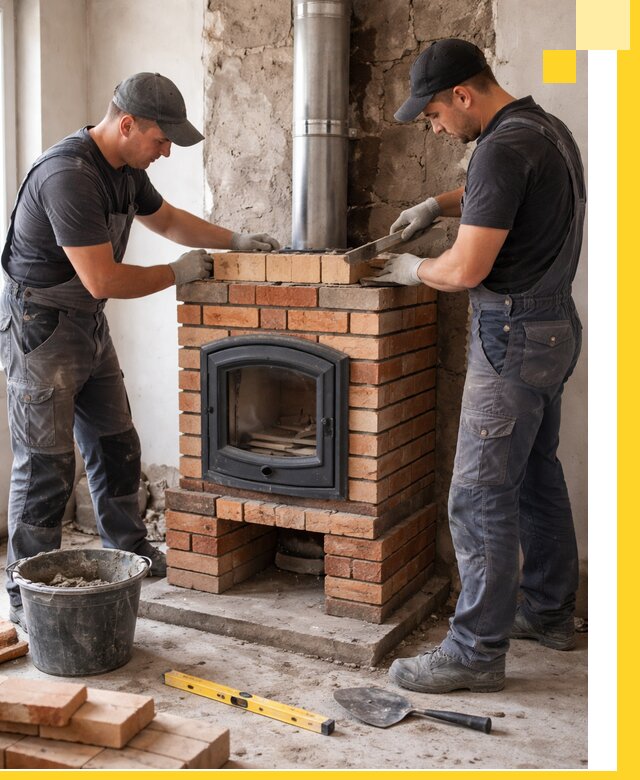 Монтаж печи камина под ключ в Людинове с гарантией и пусконаладкой