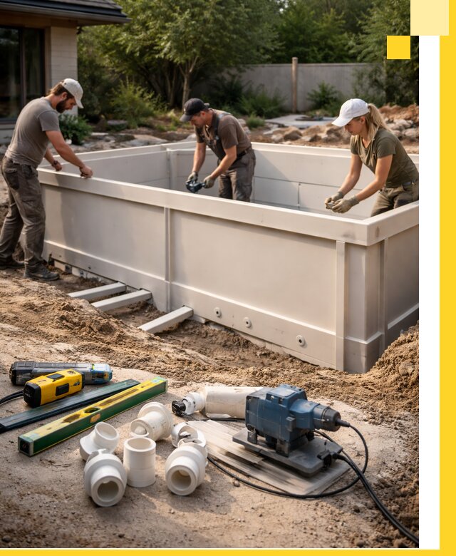 Установка полипропиленовых бассейнов под ключ в Людинове