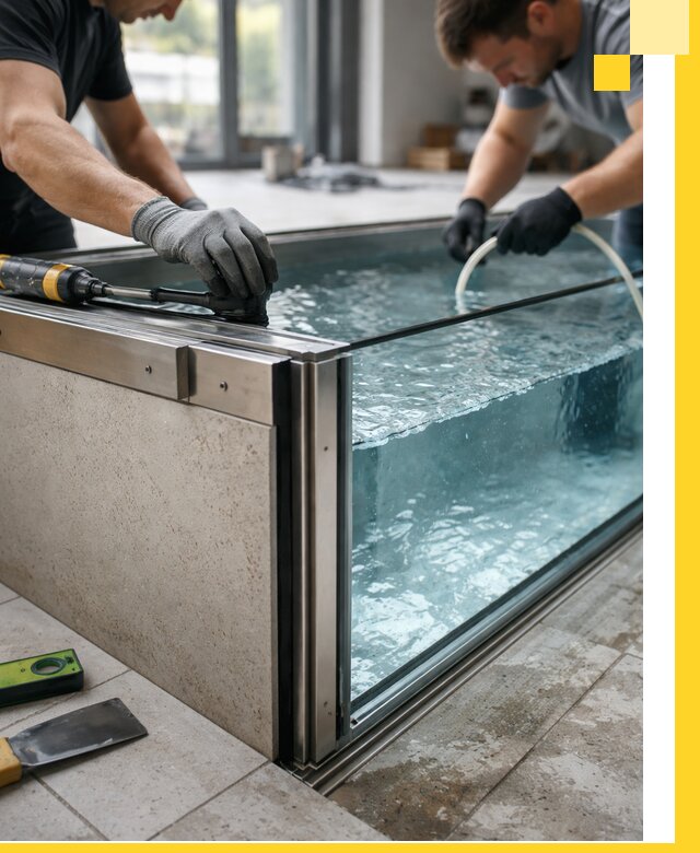 Проектирование и монтаж стеклянных бассейнов в Людинове