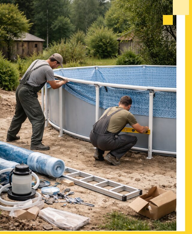 Установка и монтаж каркасных бассейнов в Людинове под ключ