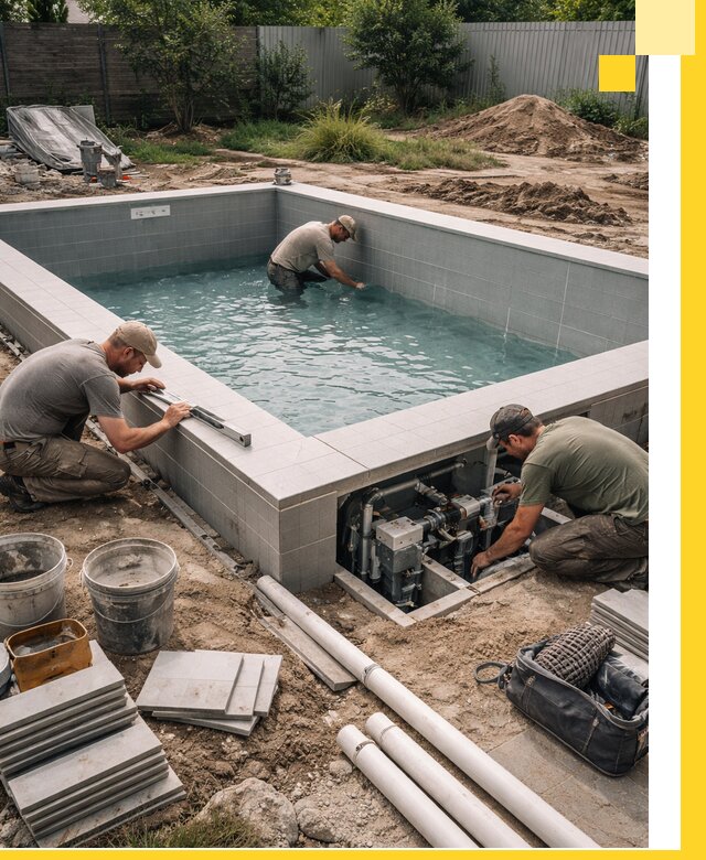 Строительство и монтаж бассейнов для дачи под ключ в Людинове