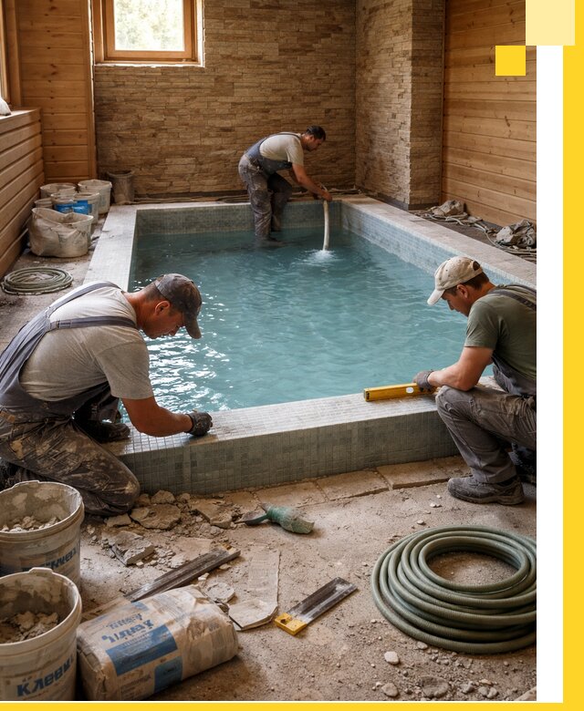 Проектирование и строительство бассейнов для бани в Людинове