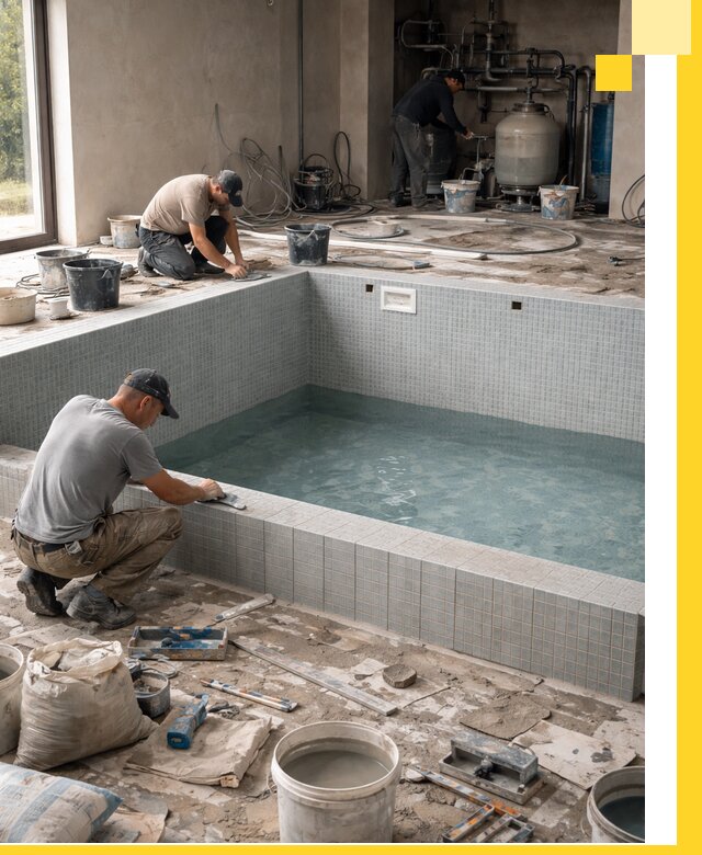 Строительство и монтаж бассейнов в помещении в Людинове