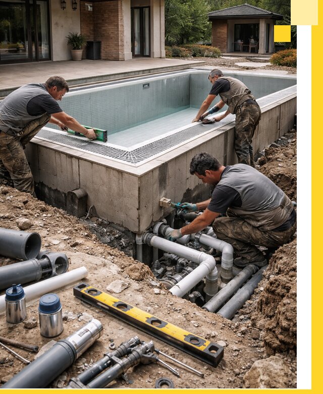 Строительство переливных бассейнов в Людинове под ключ