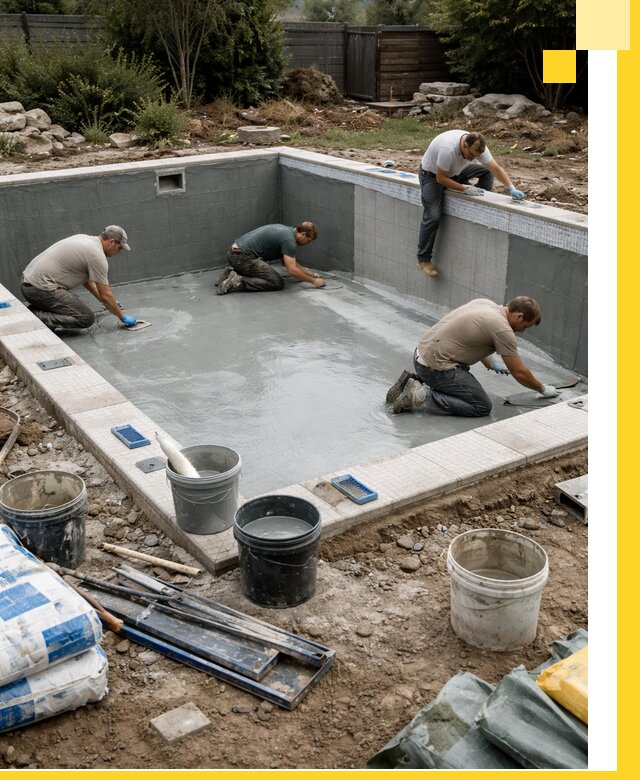 Изготовление и монтаж чаши бассейна под ключ в Людинове