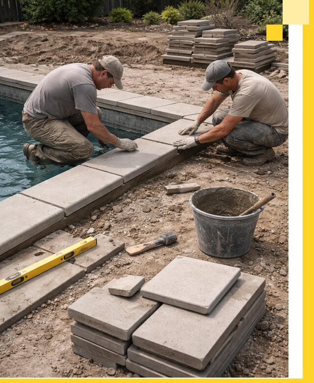 Установка и изготовление копингового камня для бассейнов в Людинове