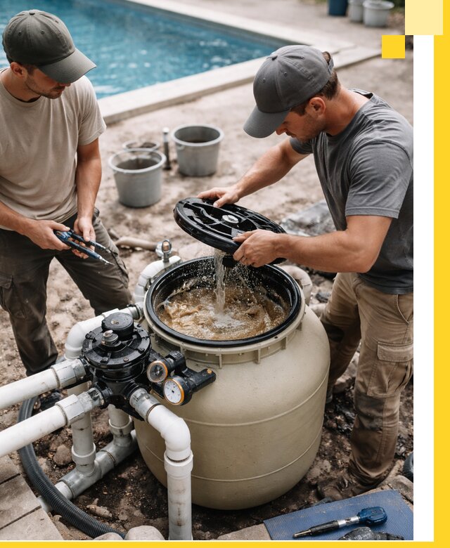 Установка и обслуживание песочных фильтров для бассейнов в Людинове