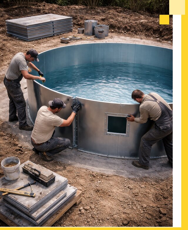 Круглые бассейны под ключ в Людинове проектирование и монтаж