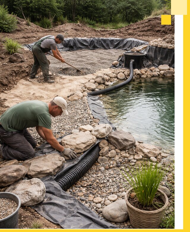 Строительство природных бассейнов и озер в Людинове под ключ