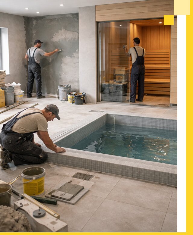 Проектирование и строительство сауны с бассейном в Людинове