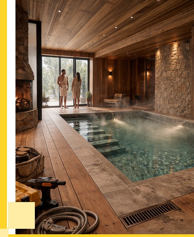 Проекты бань с бассейном под ключ в Людинове от 76335 р., ЭриданЛюд