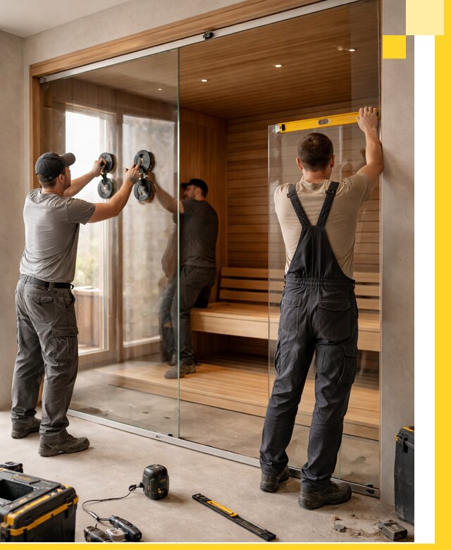 Производство и монтаж стеклянных саун под ключ в Людинове