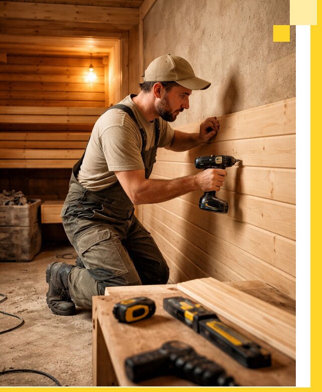 Профессиональная внутренняя отделка бани в Людинове под ключ