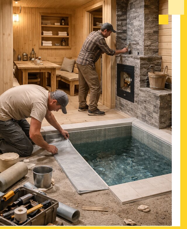 Строительство бань с комнатой отдыха под ключ в Людинове