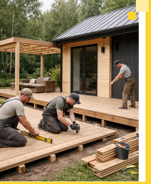 Строительство бань с террасой и бассейном под ключ в Людинове