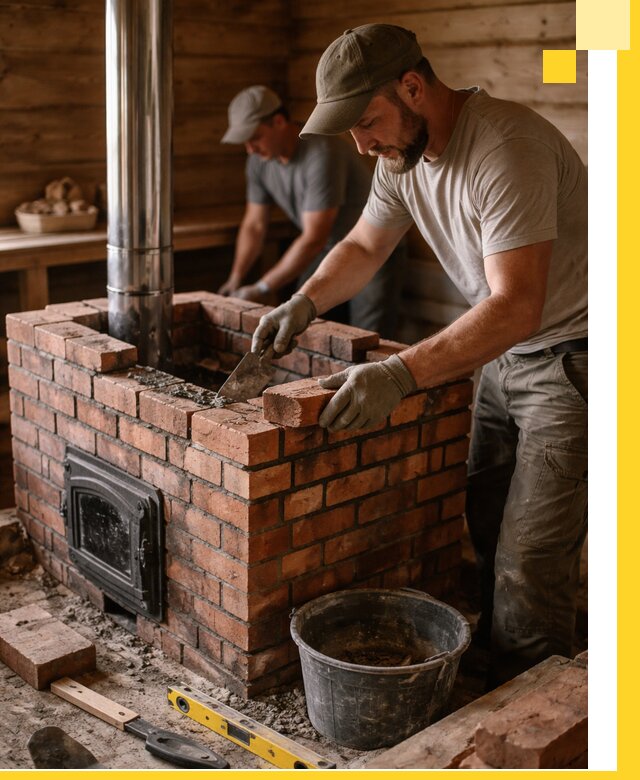 Кирпичные печи для бани под ключ в Людинове, проект и монтаж