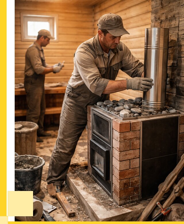 Монтаж печи в бане под ключ в Людинове от 20356 р. | ЭриданЛюд