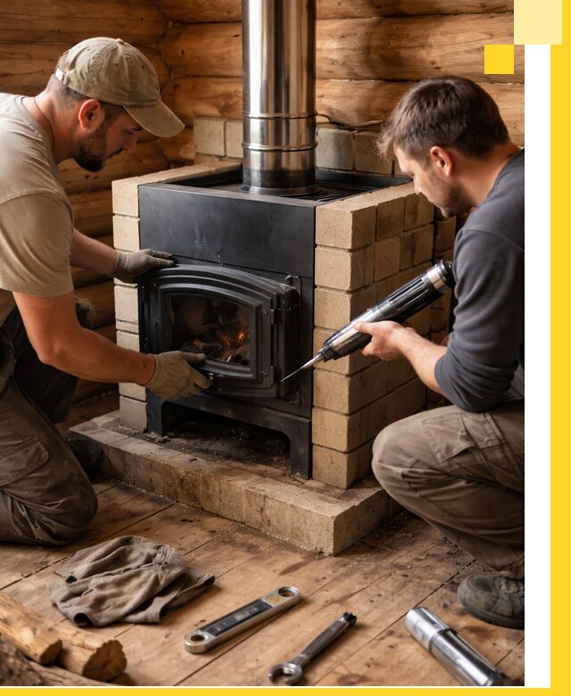 Монтаж и установка печи в бане под ключ с гарантией в Людинове