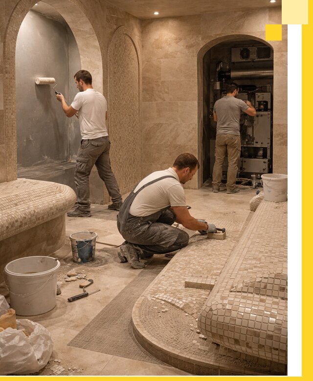 Строительство бани с хамамом и бассейном под ключ в Людинове