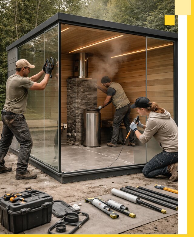 Проектирование и строительство стеклянных бань в Людинове