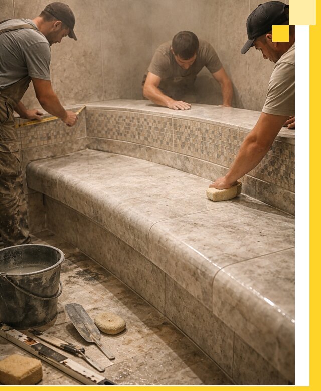 Изготовление и установка сидений для хамама в Людинове